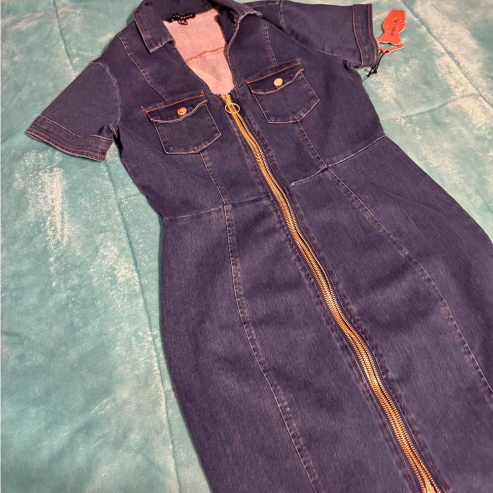 Denim Zip-Up Dress